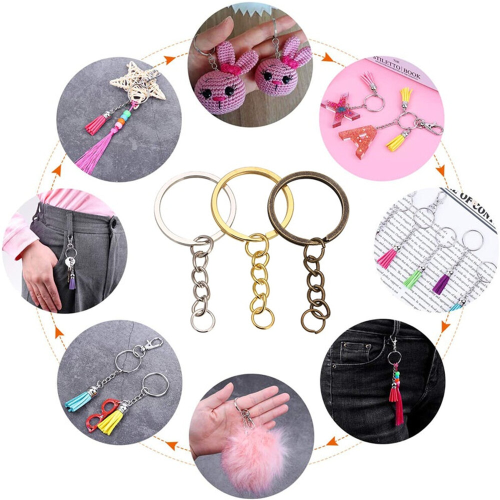 5 Chiếc Móc Chìa Khóa Với Vòng Chia Vòng Móc Khóa Cổ Mạ Đồng Bạc Vàng 30Mm Dài Chia Vòng Móc Khóa Để Tự Làm Mặt Dây Chuyền Quyến Rũ