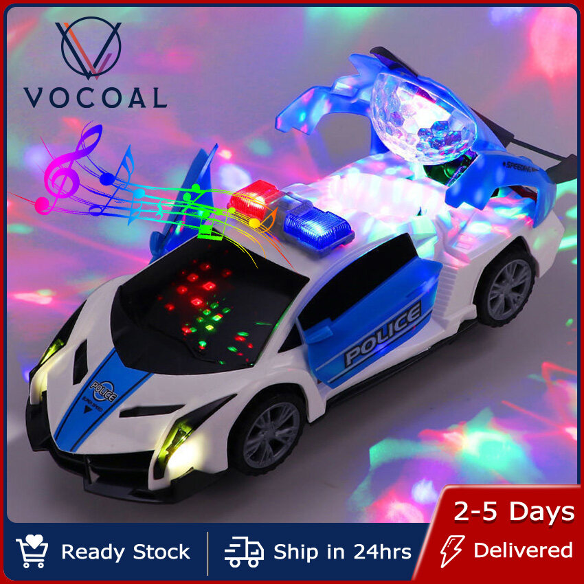 Vocoal Electric Toy Car 360°Rotation Police Car Vehicle with LED Light