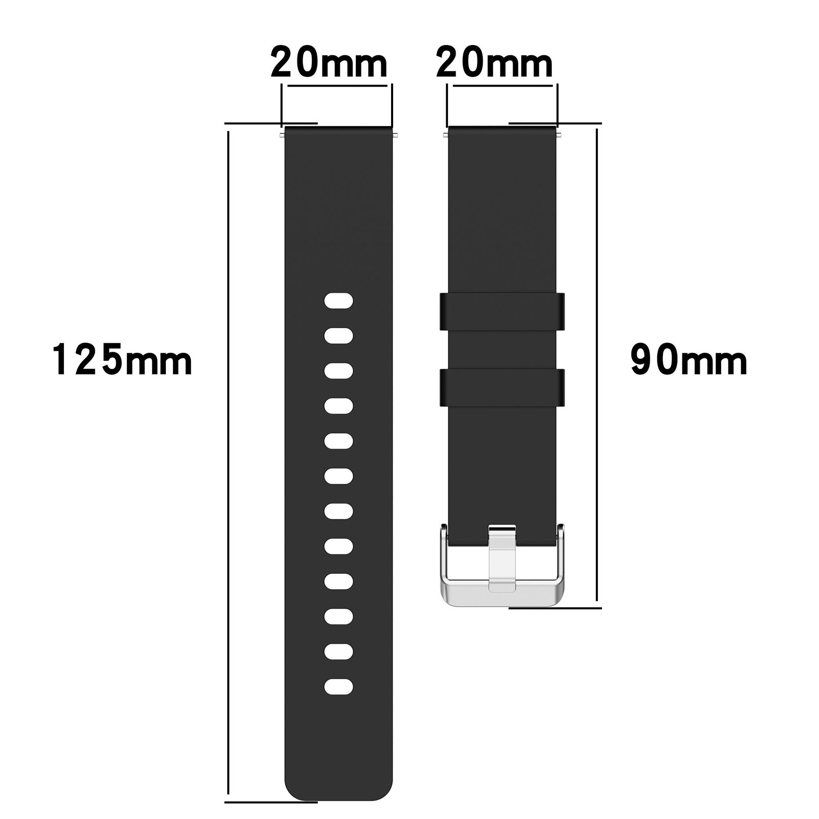 For Amazfit Bip 3 20mm Steps Style Silicone Watch Band(Black)