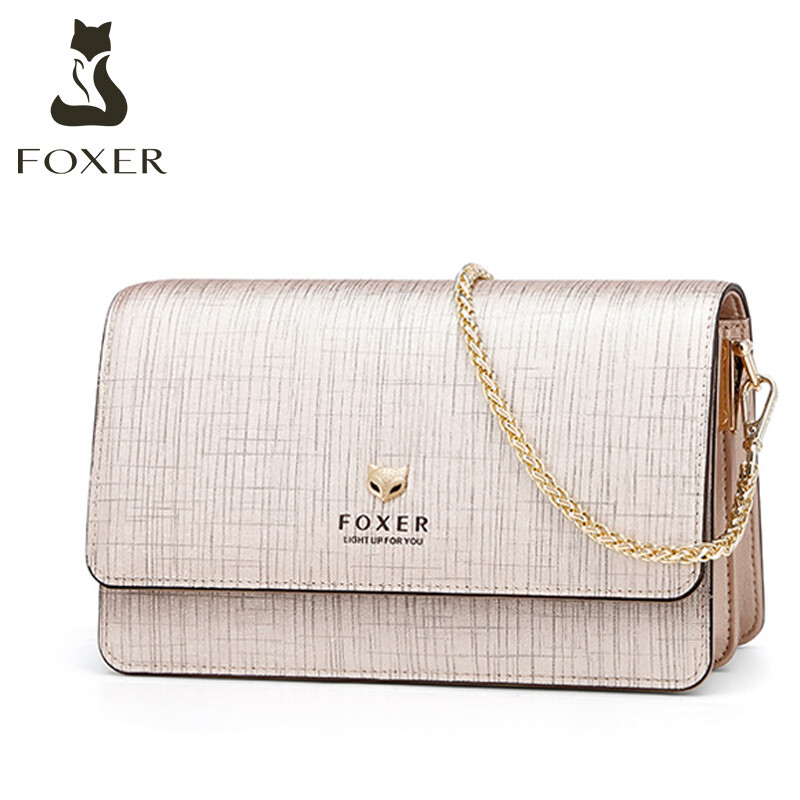 FOXER Brand Female Stylish Small Flap Shoulder Bag Women Bag Split Leather Chic Messenger Bags & Crossbody Bags Fashion Design