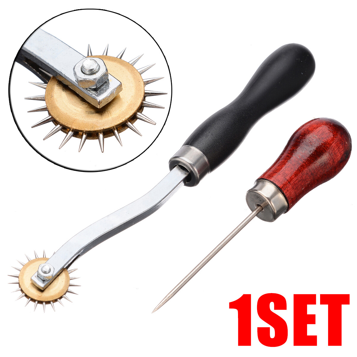 BOKALI 1PCS 4mm Stitch Leather Sewing Spacer Overstitch Wheel Awl Punch Hole Craft DIY Tool