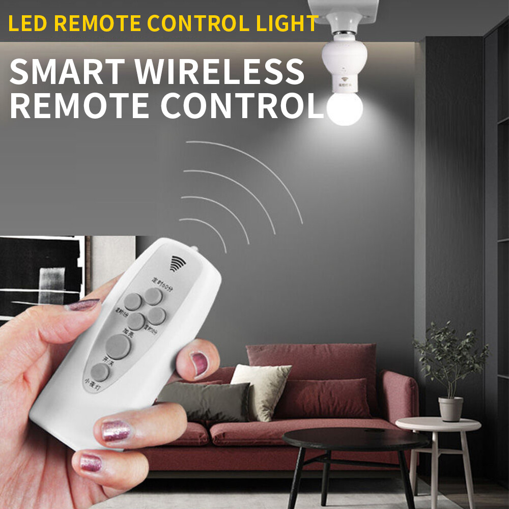 E27 Wireless Remote Control Light Bulb Socket Third Gear Dimmer Switch with Wireless Controller Energ-saving Lighting Fixture Lamp Holder Timing Function