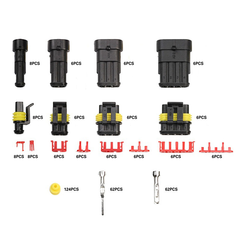 300PCS Dây Điện Giắc Kết Nối 1-4 Pin Way Không Thấm Nước Thiết Bị Đầu Cuối Cầu Chì Lưỡi