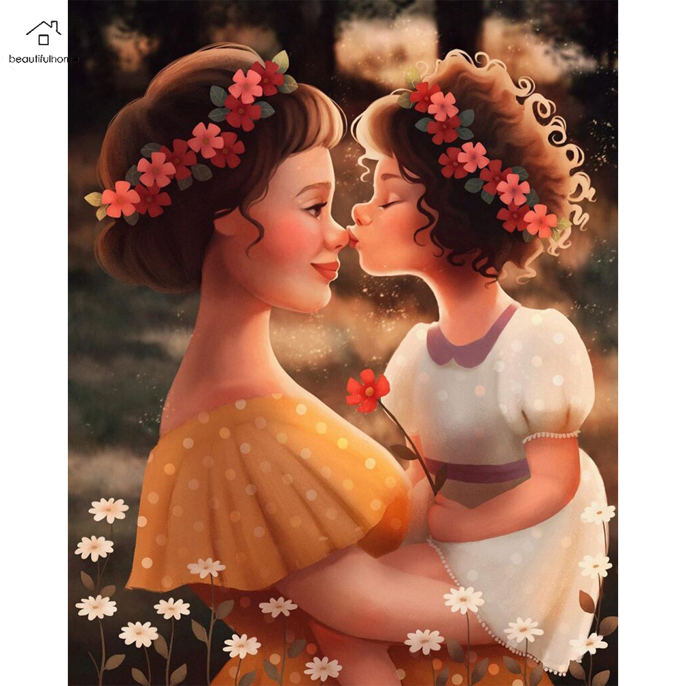 5D DIY Diamond Painting Full Round Drill Mother and daughter of Rhinestone