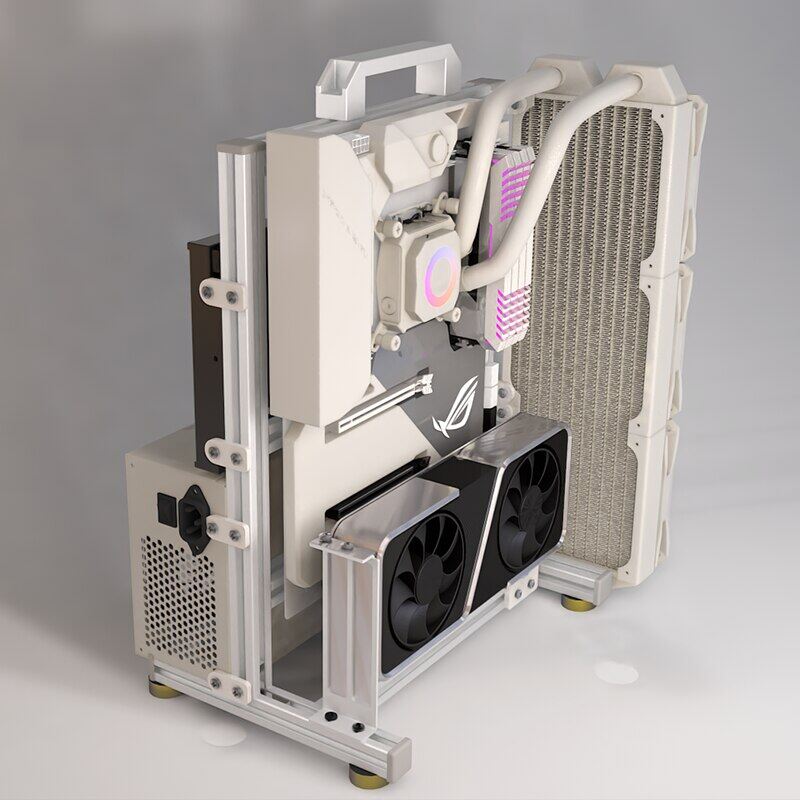 ATX Gamers Cabinet Rack ITX MATX Open PC Case Frame DIY Water Cooler Desktop Computer Aluminum Creative Tower Gaming Modding