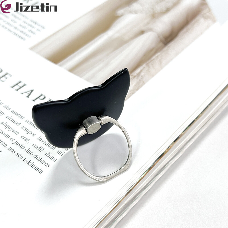 Jizetin Small Black Cat Ring Bracket Stick-on Type Ring Buckle Mobile Phone Case Ring Bracket