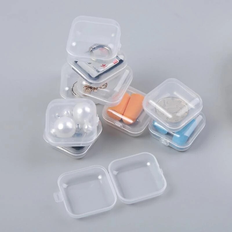 10 Hộp Nhỏ Hộp Nhựa Trong Suốt Hình Vuông Hộp Đựng Trang Sức Hộp Đựng Hoàn Thiện Hộp Đựng Bao Bì Cho Bông Tai