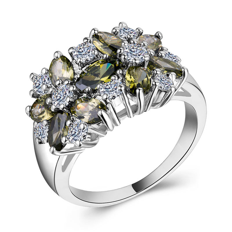 Silver Plated Ring with Zircon Women's Gem Ring Gift Jewelry Jewelry