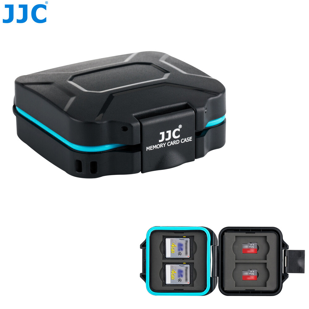 JJC Deluxe 8 Slots Compact Memory Card Case Holder Box Organizer for SD microSD SDXC microSDXC SDHC microSDHC TF Card, Travel-Friendly Memory Card Container with Water-Resistant and Shockproof Function