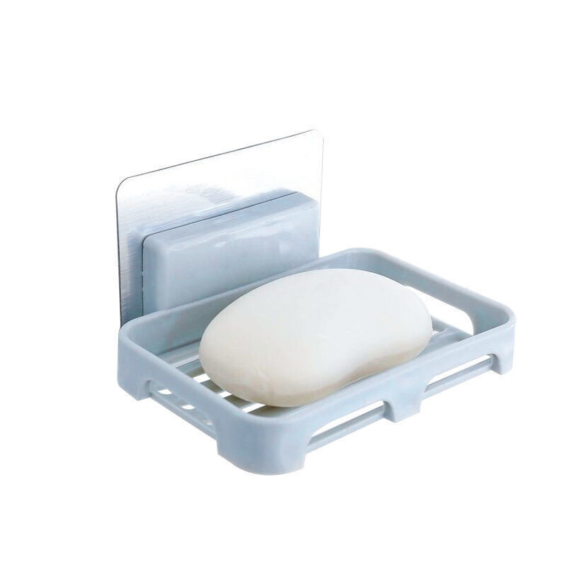 【TaroBall】Simple Installation Soap Dishes Drain Wall Mounted Soap Sponge Holder Storage Rack Bathroom Kitchen Organizer Soap Draining Holder Kitchen Hanging Soap Box