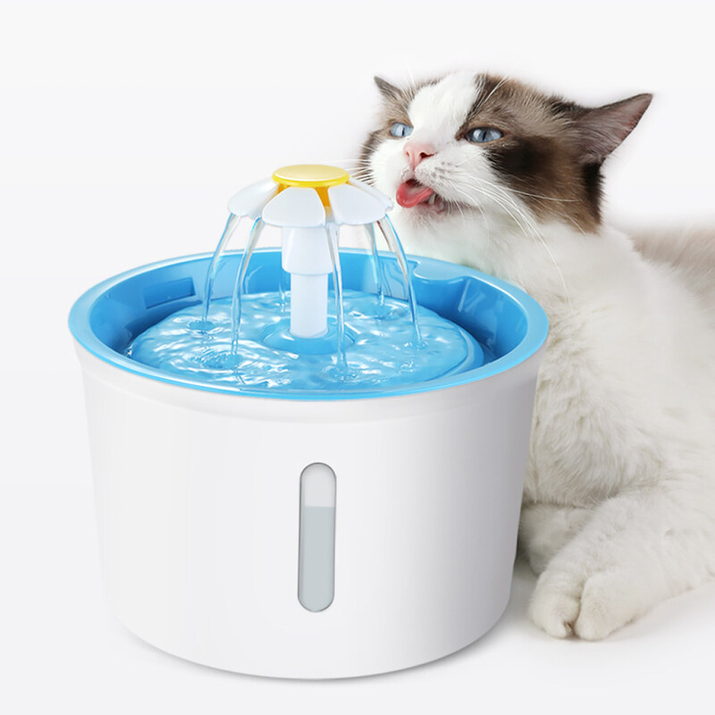 2.4L Màu Xanh Tự Động Mèo Cưng Đài Phun Nước, Với Đèn LED Điện USB, Chó Mèo Pet Câm Máng Ăn Uống Bát, Với Đài Phun Nước Uống Thiết Bị Đựng Nước Uống