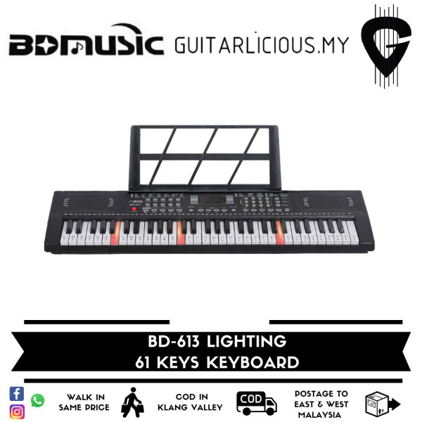 61 Keys Keyboard Children Electronic Lighting Keyboard - (BD-613D) Electric Piano Digital Learning Keyboard 电子琴 Package Malaysia