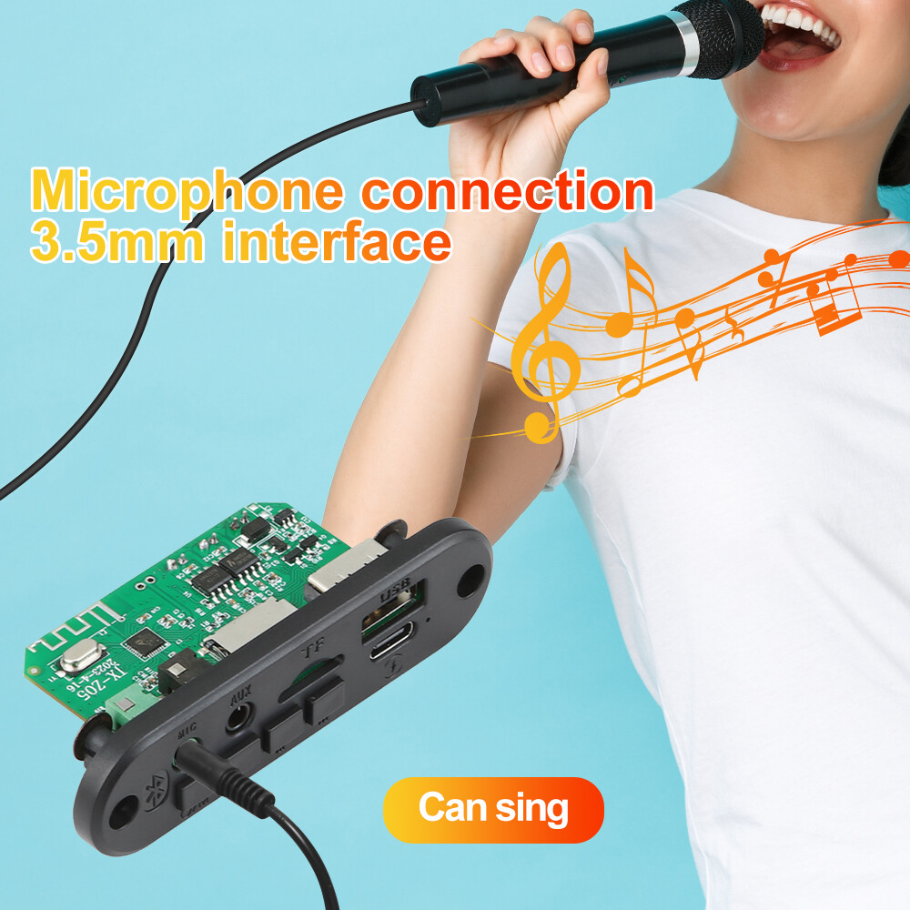 Kebidumei 6W Amplifier 3.7V 5V MP3 Player Bluetooth 5.0 MP3 Decoder Board Support Call Recording 3.5mm USB TF FM for Module Car Speaker