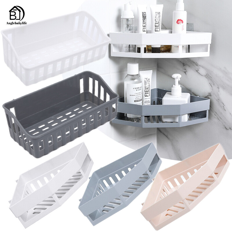 Bathroom Wall Triangular Shower Shelf Punch-free Bathroom Corner Bath Rack Multifunctional Kitchen Storage Holder Organizer