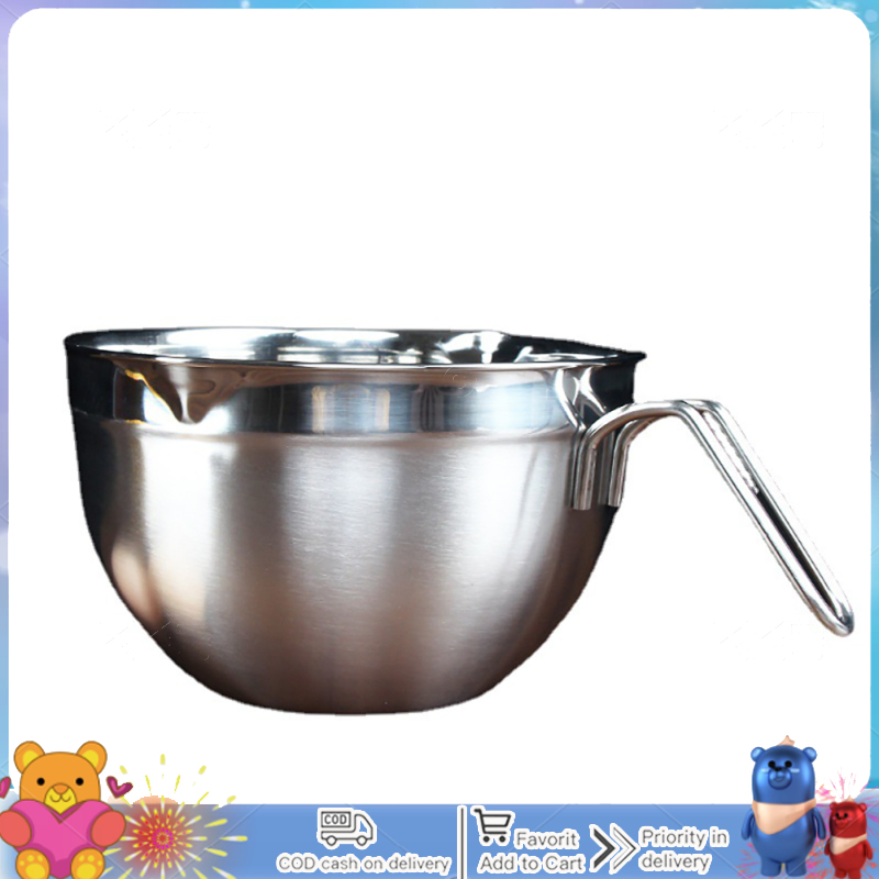 Stainless Steel Mixing Bowls With Handle Pour Spout Silicone Bottom Egg Bowl Baking Tool For Cooking Baking