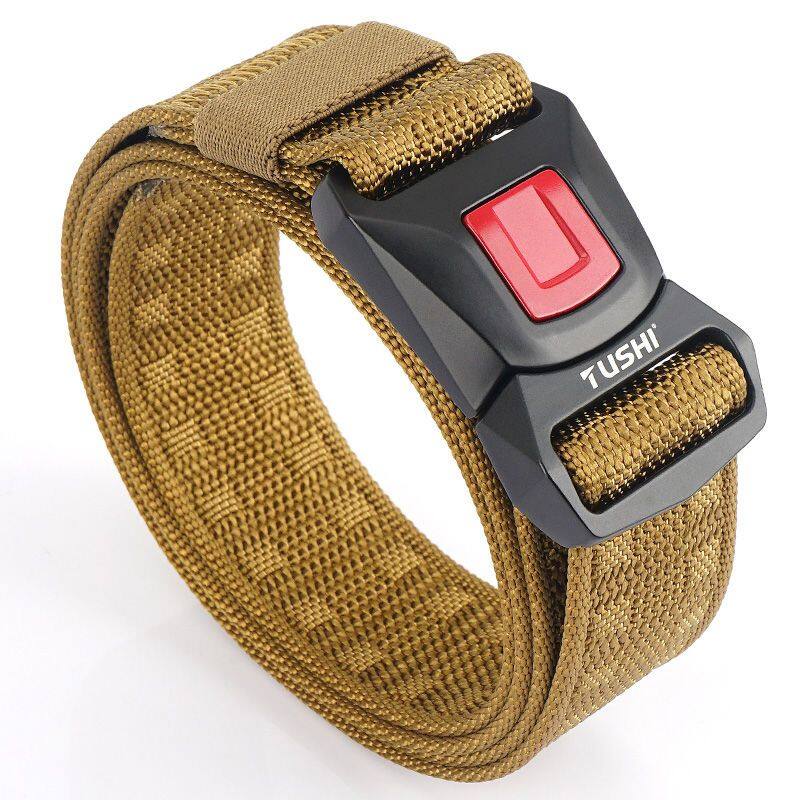 BusinessElite Metal Functional Automatic Buckle Tactical Belt Men's Belt Multi-functional Nylon Outdoor Training Belt Quick-release Canvas Belt 4DB0251