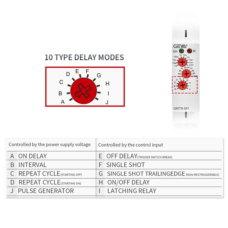 GEYA GRT8-M1 on Off Time Delay Relay 16A AC/DC12V-240V Multifunction ...