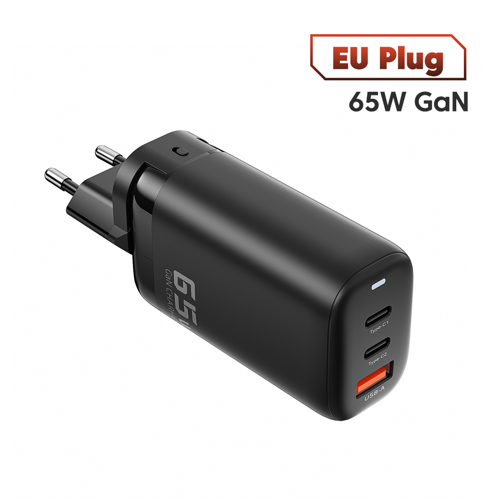Toocki 65W GaN Ladegerät – 3 Ports Mit USB-C Kabel Für Laptop & Handy