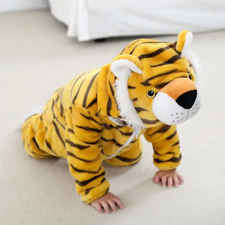 Romper Bayi Flanel Hewan Kartun Piyama Musim Dingin Depan Jumpsuit