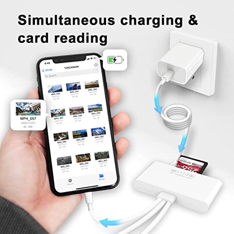 Cnagain 5 trong 1 đầu đọc thẻ nhớ, bộ chuyển đổi OTG USB và đầu đọc thẻ SD cho iPhone/iPad, loại USB C và USB một thiết bị có micro SD và khe đựng thẻ SD, hỗ trợ SD/Micro SD/SDHC/SDXC