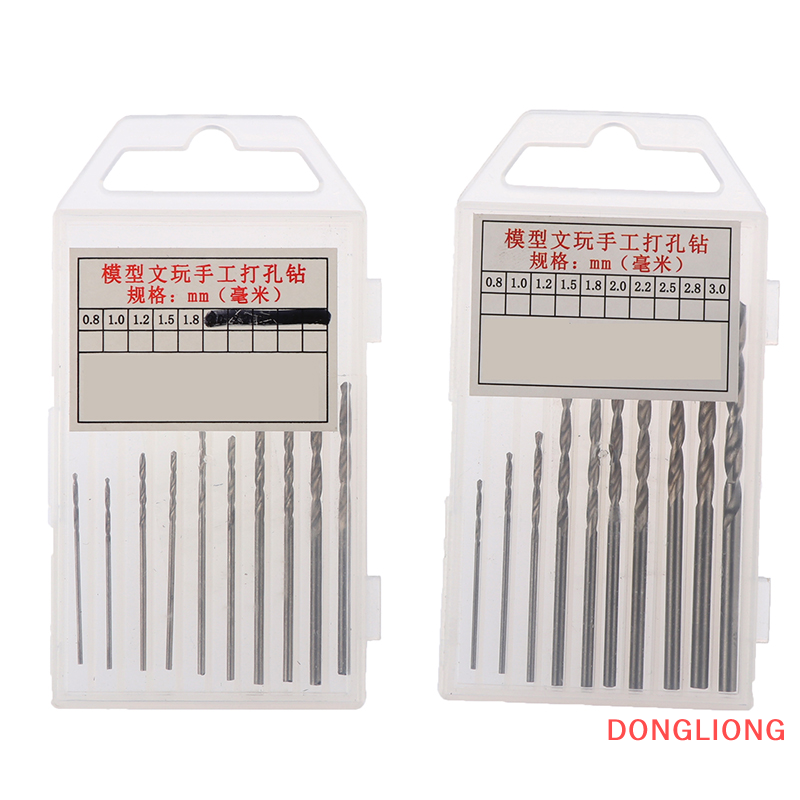 DONGLIONG 10Pcs/Box Mini Drill HSS Bit 0.8mm-3.0mm Straight Shank PCB Twist Drill Bits Set