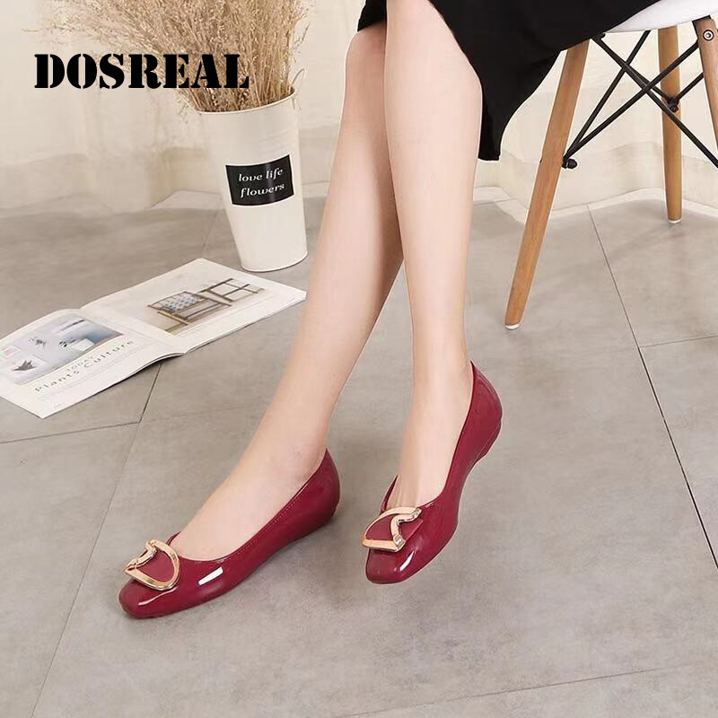 DOSREAL Doll Shoes For Women On Sale Korean Style Candy Color Woman Jelly Shoes  Slip On Soft Leather Women Flats Office Shoes Ladies Loafers