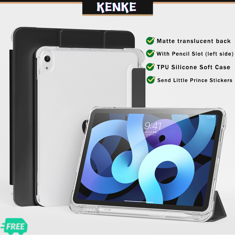 KENKE iPad 保护套三折透明笔槽，智能iPad case