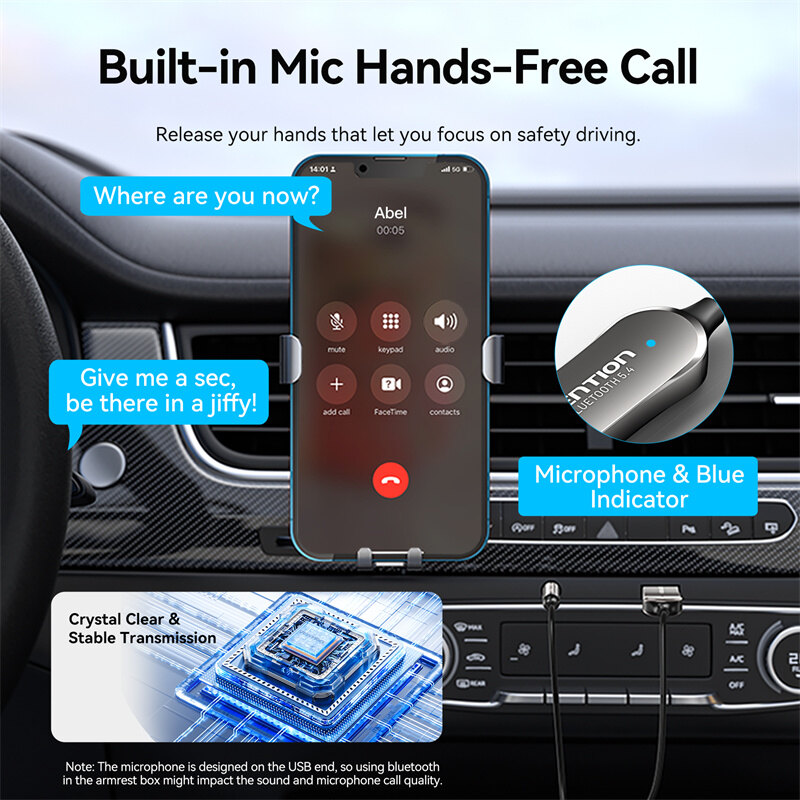 Vention 3.5mm Bluetooth 5.4 Receiver Adapter for car 3.5mm Jack Aux USB Bluetooth Receiver Wireless Audio Music Bluetooth Transmitter