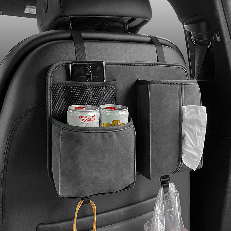 Luxury Alcantara Car Seat Back Organizer Storage Bag Tissue Box For Benz C-class E-class A-class GLA GLB GLC GLE