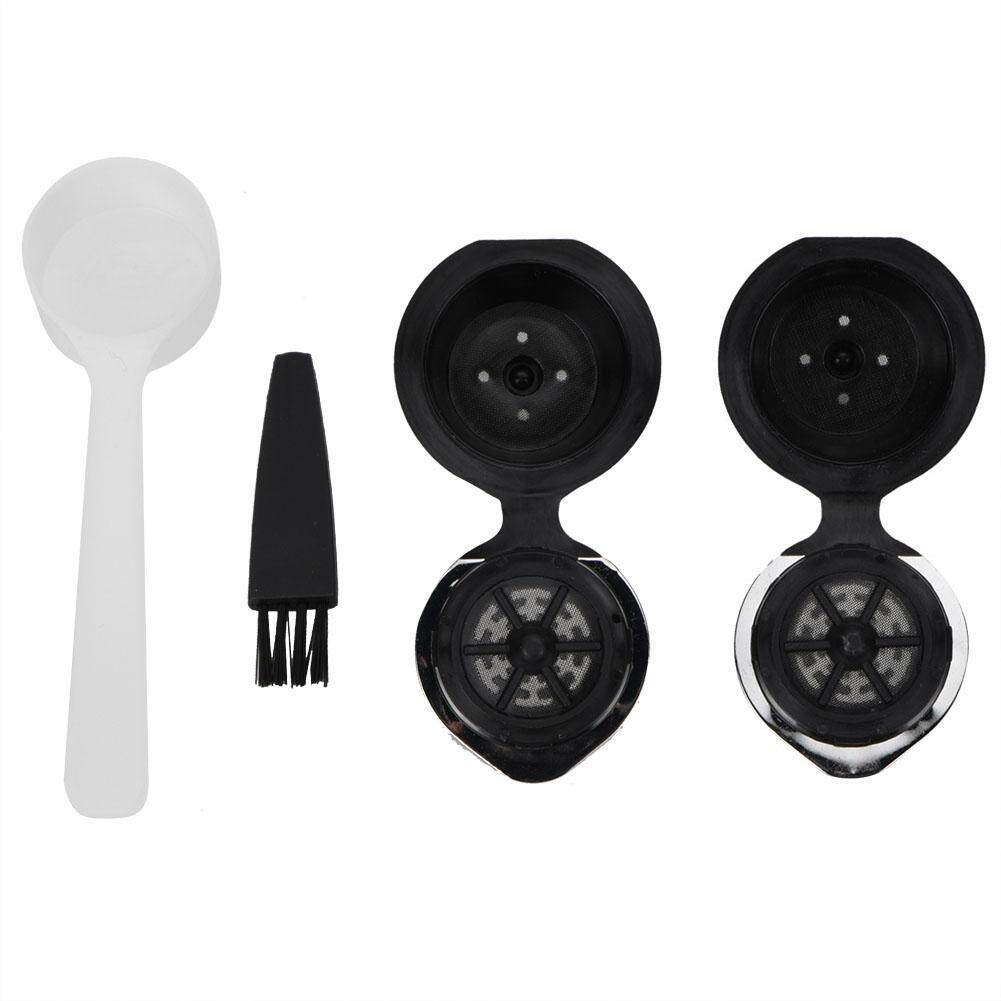 2 Knob Kopi Bisa Diisi Ulang Bisa Digunakan Ulang Kapsul Kopi Keranjang Saringan dengan Plasticspoon untuk DOLCE GUSTO Yang Dapat Dipakai Ulang Bir Pod Gelas Saringan dengan Sikat Sendok