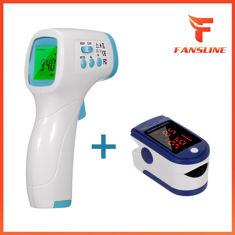 Digital Forehead Thermometer Non-contact Infrared Thermometer and Digital Fingertip Pulse Oximeter Blood Oxygen Sensor Saturation Mini SpO2 Monitor