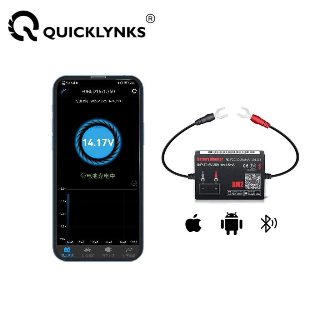 Zzooi quicklynks bm2 12v battery monitor car battery charging cranking test mobile app monitor battery diagnostic tool for android ios