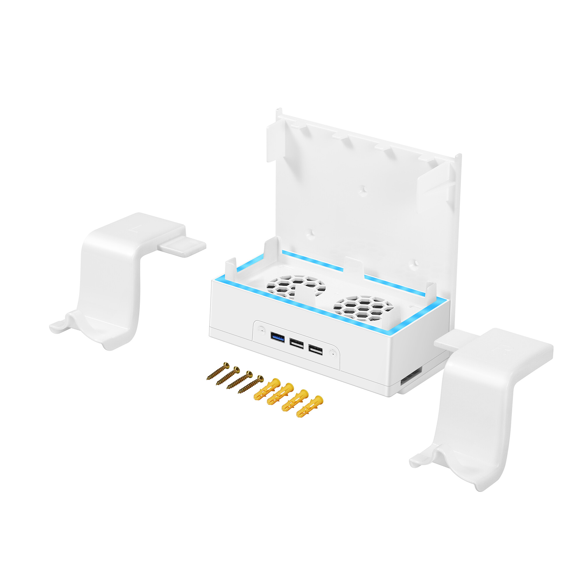 Wall-Mounted Storage Cooling Dock Fan Set For Xbox Series S Wall-Mounted Dazzling Cooling Bracket