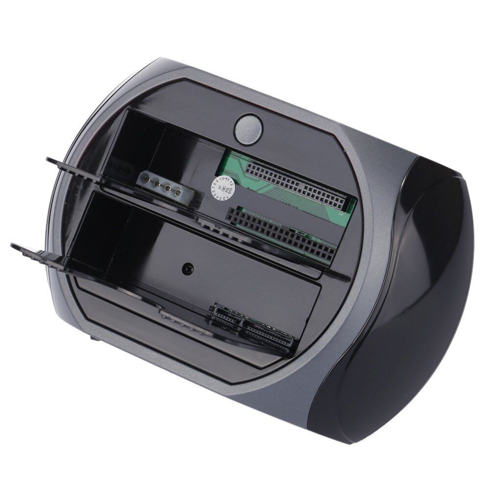 Multifunctional Hard Disk Base 2.5/3.5 inch IDE/SATA Mobile Hard Disk Base Dual-bay HDD Docking Station Black UK Plug