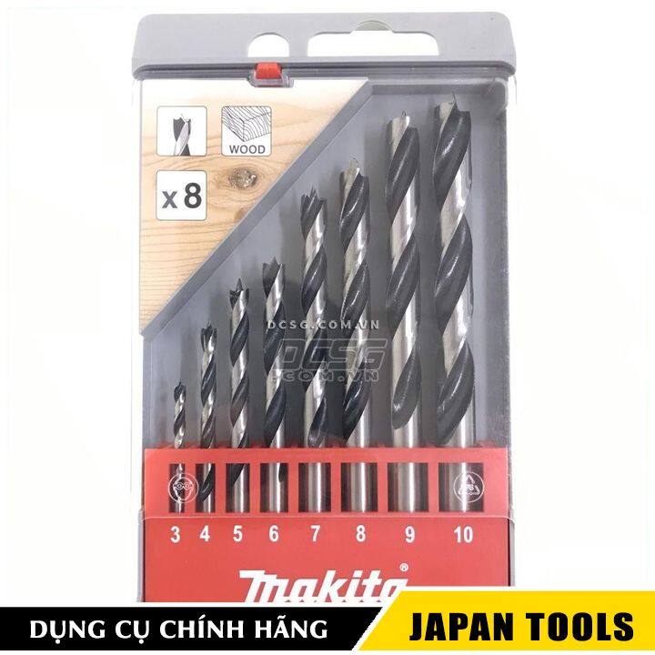 Bộ mũi khoan gỗ 3.0-10mm chuôi tròn makita d-57227 | japan tools