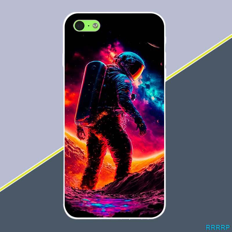 Rrrp dễ thương trường hợp đối với iPhone 5C hình Phi Hành Gia silicon mềm vỏ TPU Bìa
