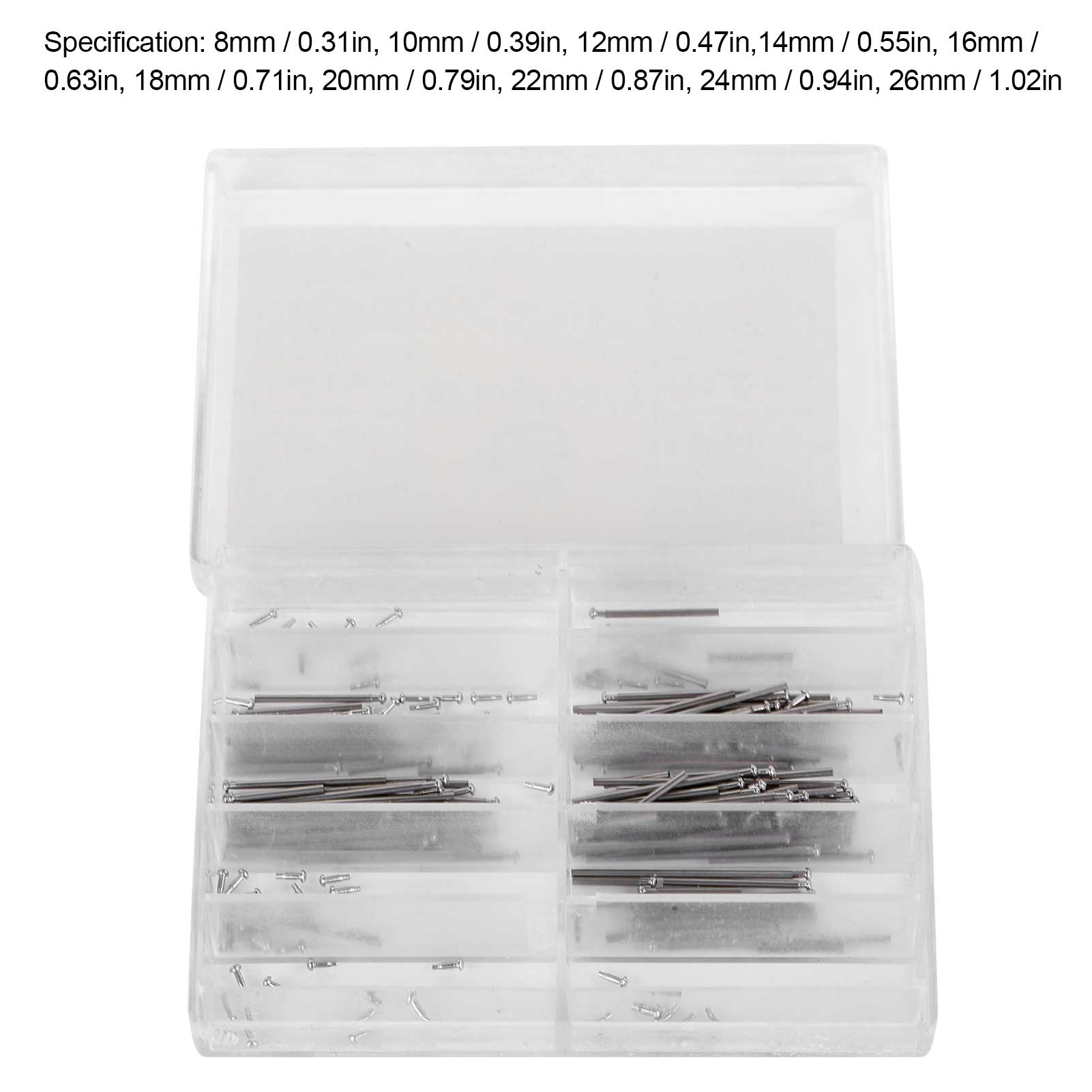 1mm Metal Spring Bar 8mm-26mm Assorted Size Watchband Strap Link Pins for Watchmakers