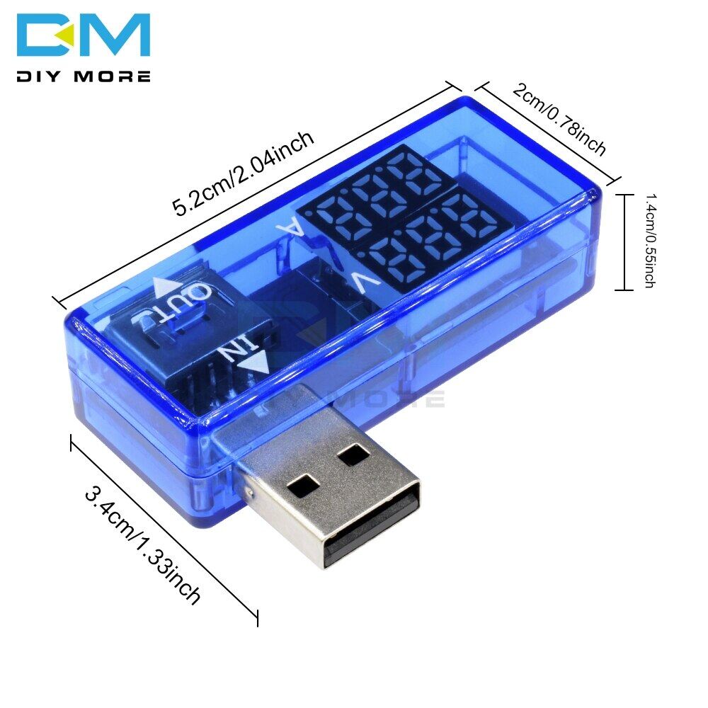 [Chính Hãng 100%] DiymoreMini 5V Đồng Hồ Đo Điện Áp Dòng Điện USB Màu Đỏ Xanh Dương 5V Thiết Bị Kiểm Tra Vôn Kế Ampe Kế Máy Dò Bộ Sạc Điện Thoại Di Động Hiển Thị Kỹ Thuật Số