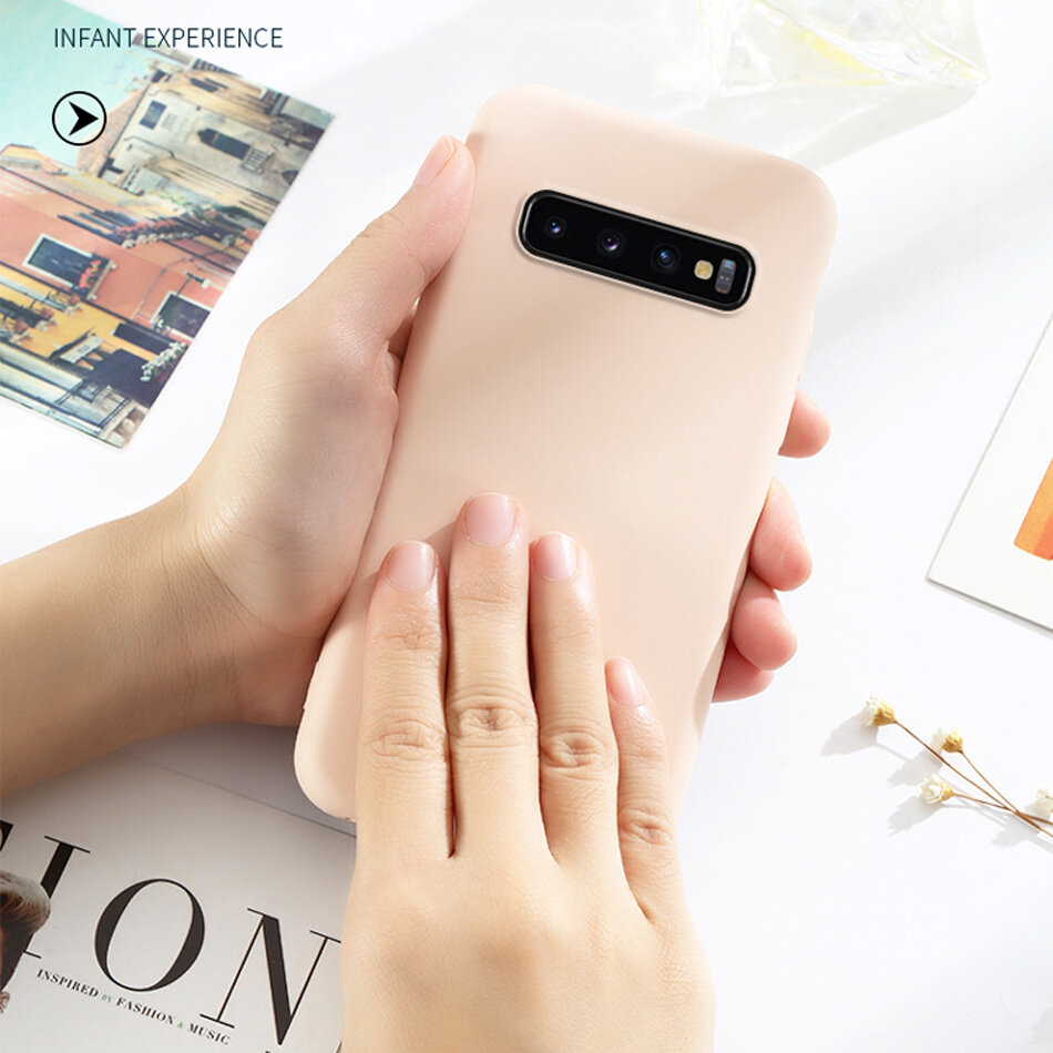 Case for Samsung Galaxy S10 Plus S10E Luxury Original Liquid Silicone Case Rubber Microfiber Cloth Lining Cushion Cover For S10+ casing