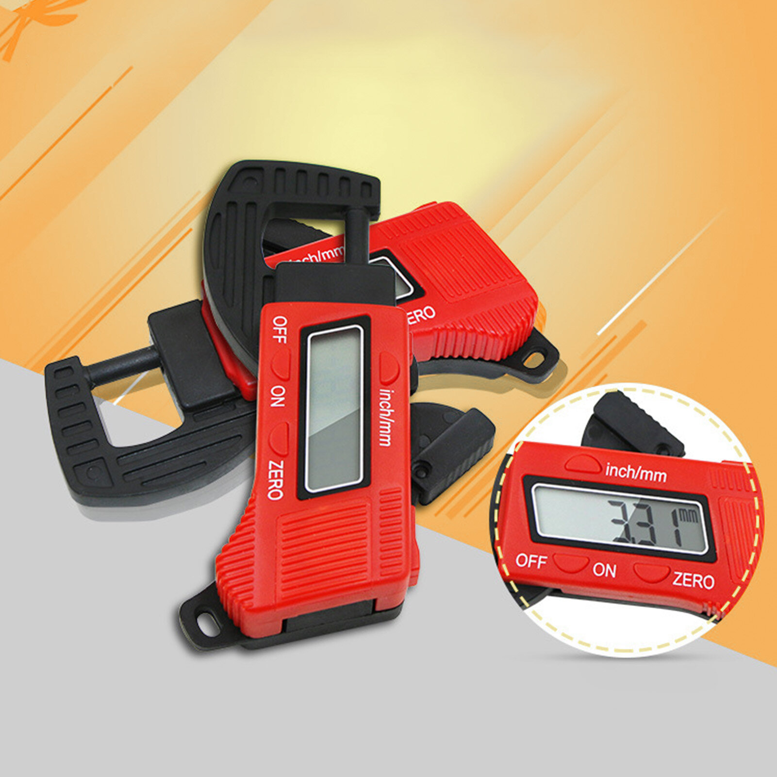 Farfi Portable Digital Display Thickness Gauge Meter Caliper Electronic Measuring Tool