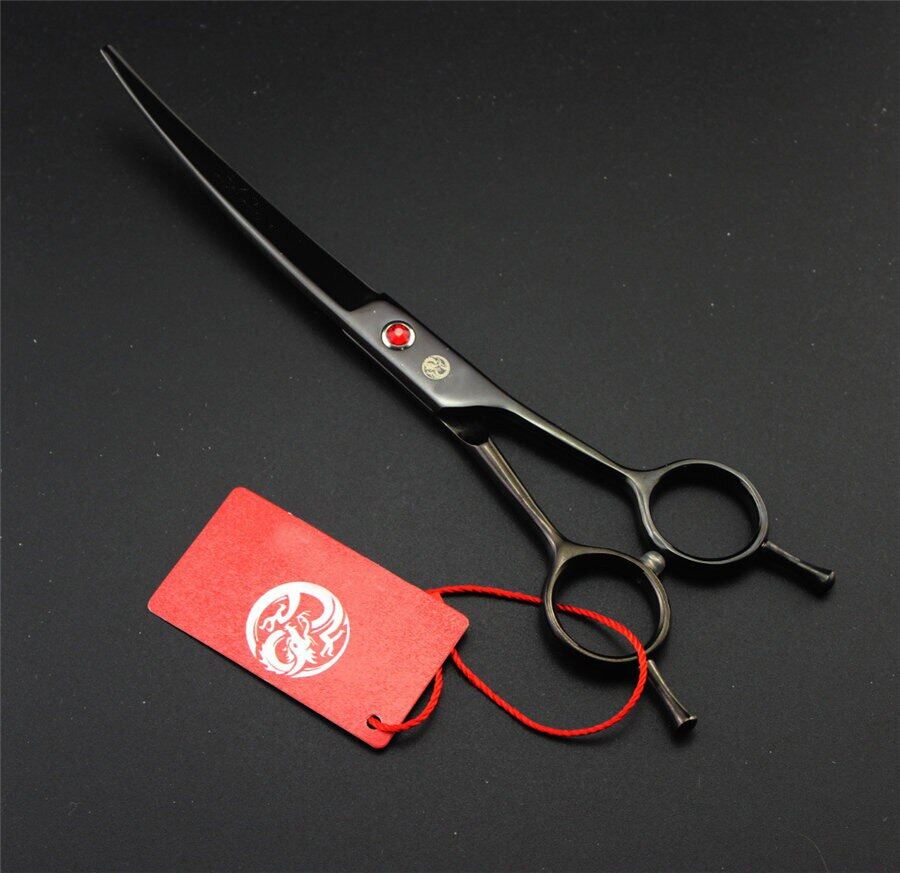 Professional Japan 6CR Stainless Steel Pet Grooming Scissors Curved Hair Scissors For Cat And Dog Barber Shears 7 INCH Cutting