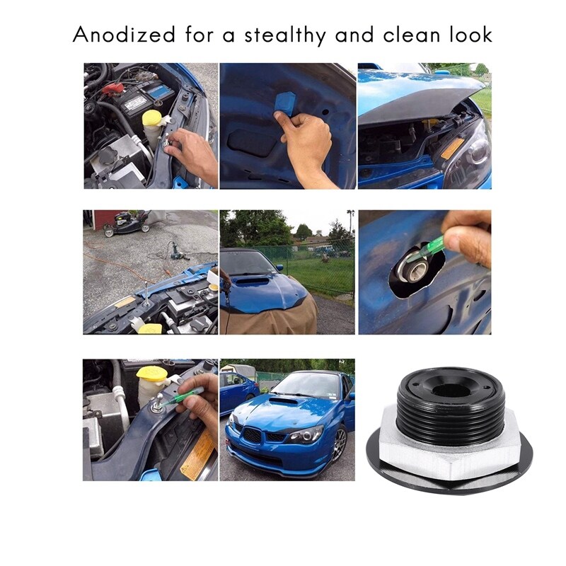 4X Push Button Quick Release Car Hood Bonnet Latch Pin Lock Bumper Clip Black