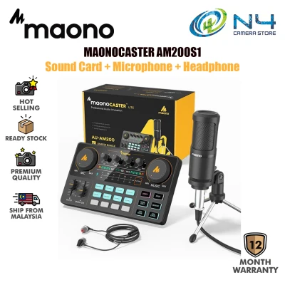 MAONO AU-AM200 Professional Live Sound Card Bluetooth Audio Live Broadcast Headset Microphone Sound Card for Mobile Phone