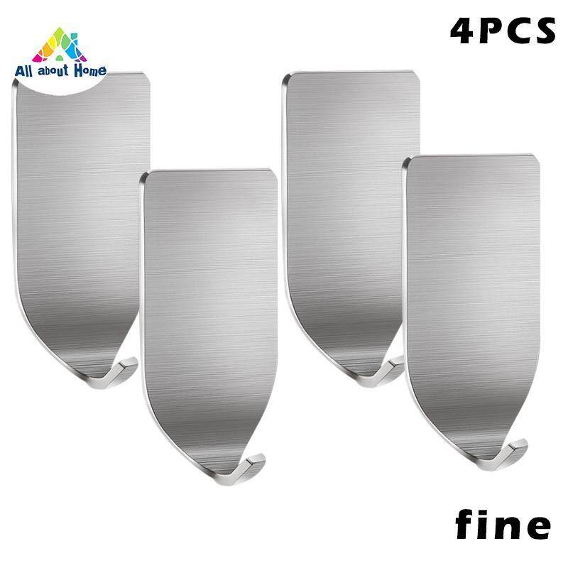 ABH 4 Pcs Wall Hook Adhesive Stainless Steel with Adhesive Tape for Bathroom