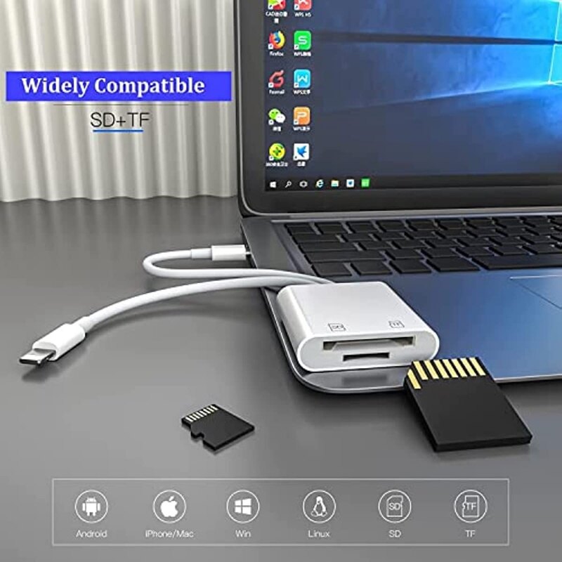 Multi 2-in-1 Lightning+Type C Card Reader for iPhone/iPad/Android/Mac Book/Computer/Camera, Memory Adapter for SD/Micro SD/SDHC/SDXC