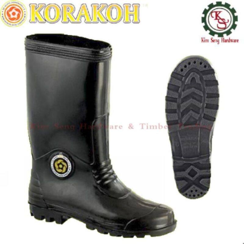 Hight Qulity #6000 KORAKOH Black Safety Rubber Boot / Kasut Boot Getah