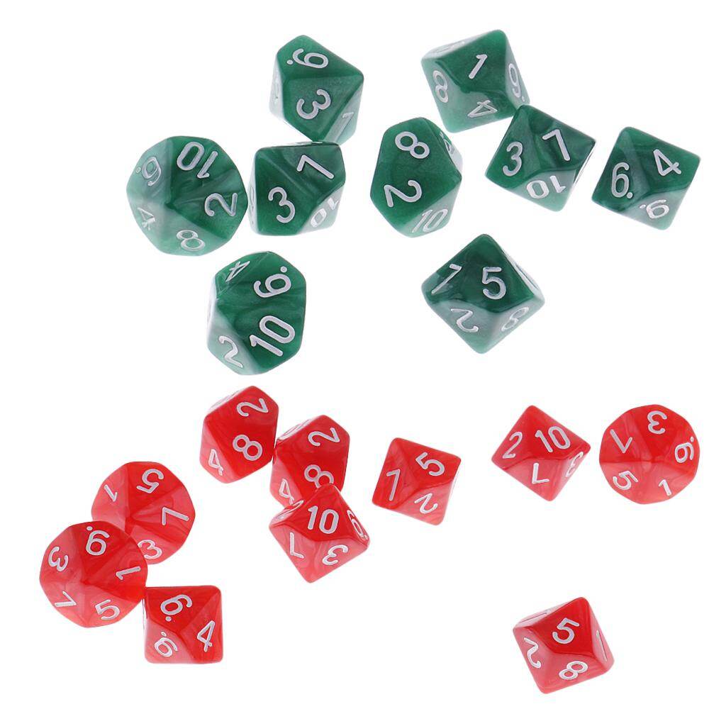 Lazaratoy 20 miếng xúc xắc 10 mặt bằng nhựa d10, dành cho d & d rpg trò chơi bàn mtg accs