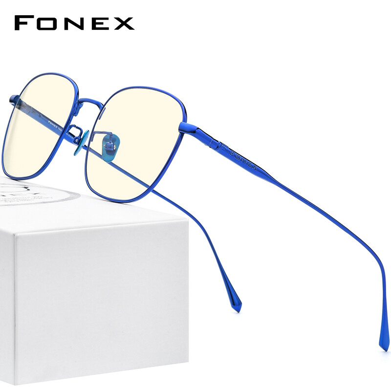 FONEX Titanium Anti Blue Light Glasses Women New Retro Vintage UV Filter Eyestrain Radiation Rays Bluelight Blocking Eye Protection Gaming Computer Eyeglasses Malaysia Men AB8560