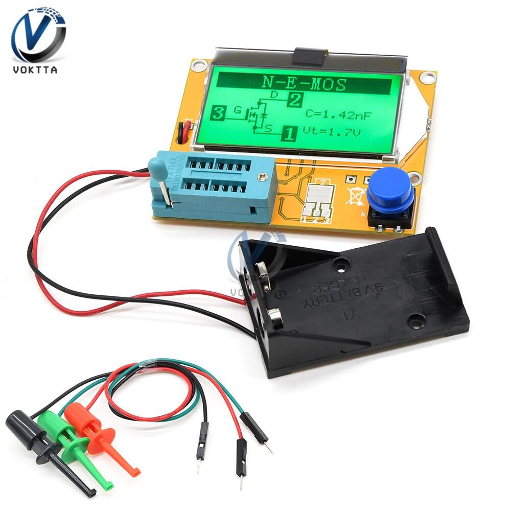 LCR-T4 VOKTTA Nguyên Bản Máy Kiểm Tra Bóng Bán Dẫn Kỹ Thuật Số Mega328 Máy Đo Điốt Triode Điện Dung LCR T4, Màn Hình LCD 12864 9V Cho MOSFET/JFET/PNP/NPN
