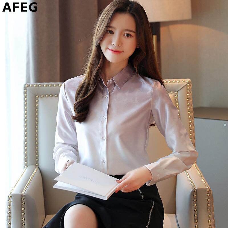 AFEG autumn new Korean shirt collar fashion wide thin pine wild elegant temperament gradient printing chiffon long-sleeved cardigan blouse